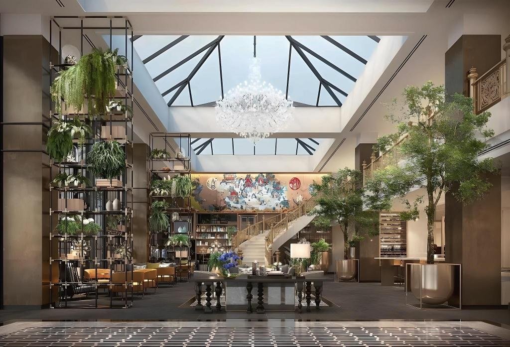 Atrium lobby and reception at Montien Hotel Surawong Bangkok